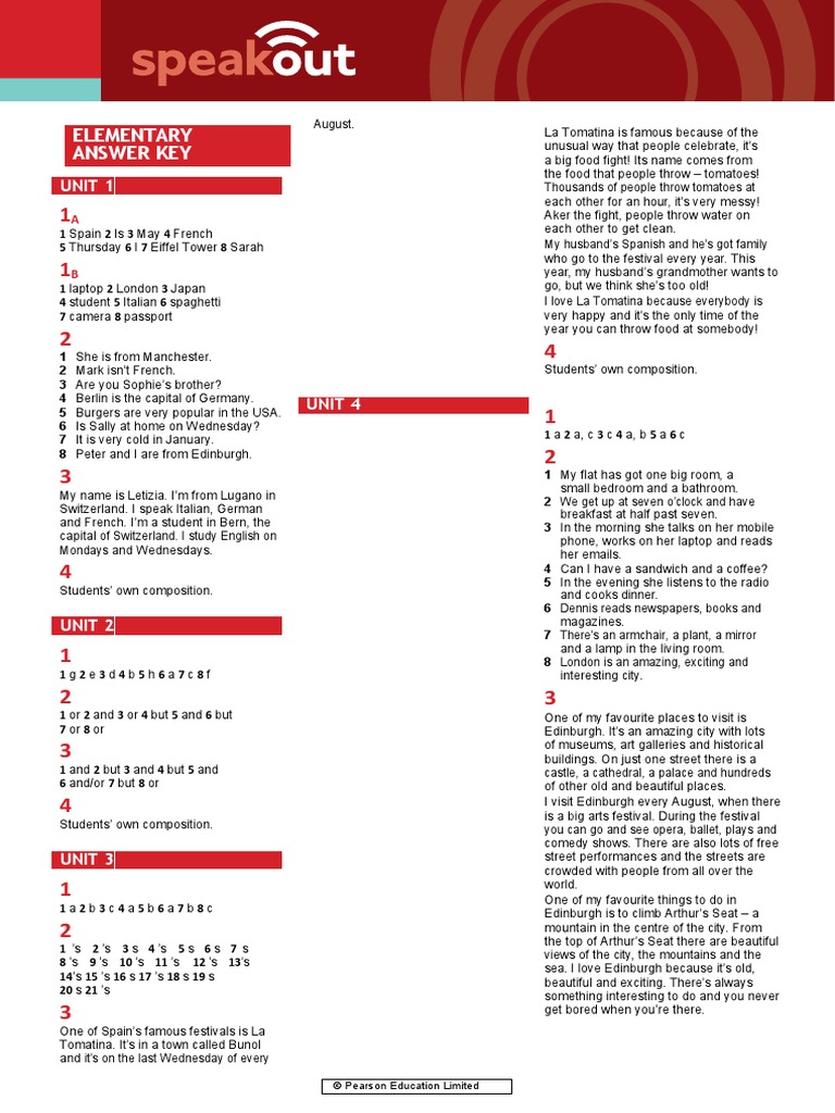 Speakout Writing Extra Elementary Answer Key | PDF | Foods