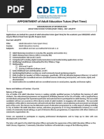 APPOINTMENT of Adult Education Tutors (Part Time)