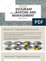 Restaurant Organizational Structure and Operations