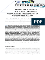 Design of Posterior Lumbar Interbody Fusion Cages With Various Infill Pattern For 3D Printing Application