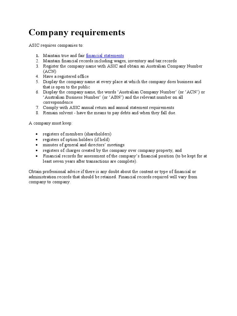 ASIC Company Compliance Guide | PDF