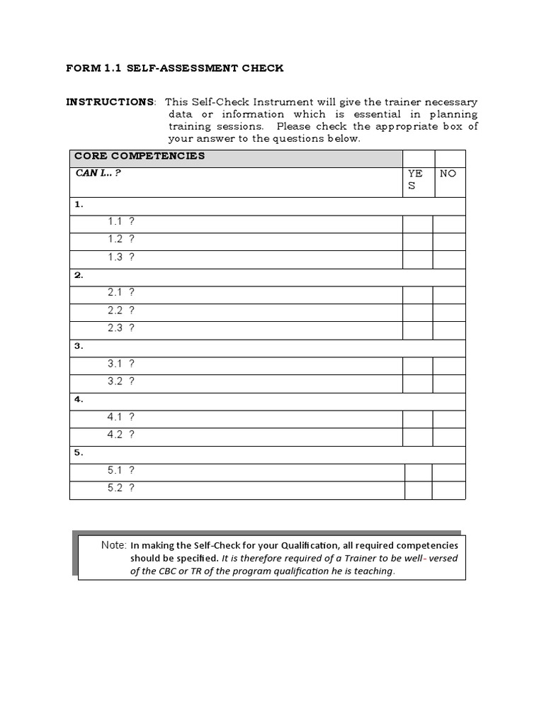 Competency-Based Training Self-Assessment | PDF