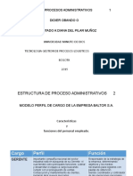 ESTRUCTURA DE PROCESOS ADMINISTRATIVOS Perfil de Cargos Empresa Baltor S.A