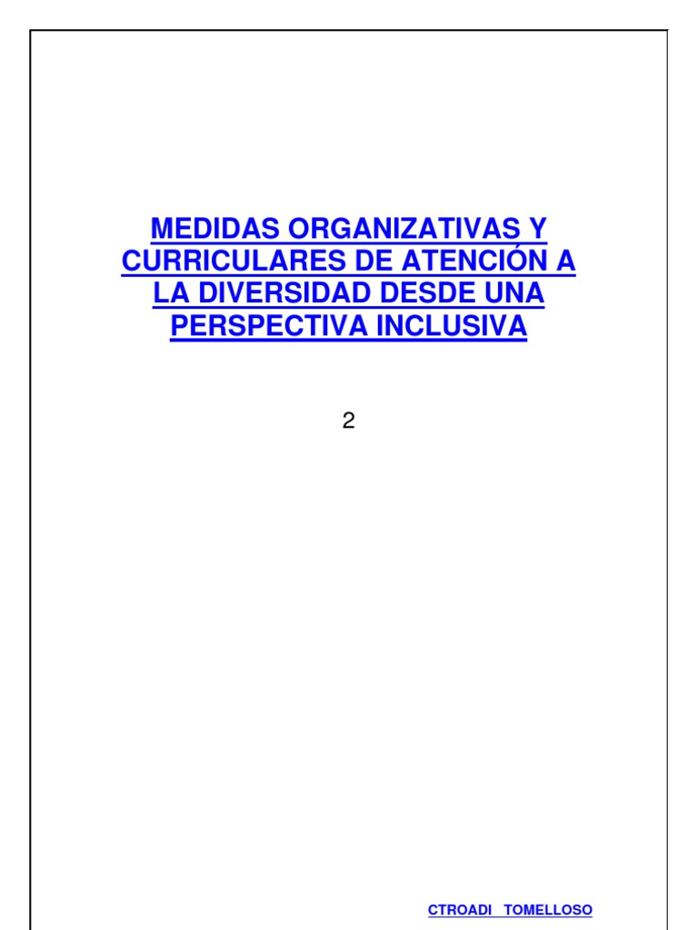 Medidas de Atencion A La Diversidad Desde Una Perspectiva Inclusiva ...