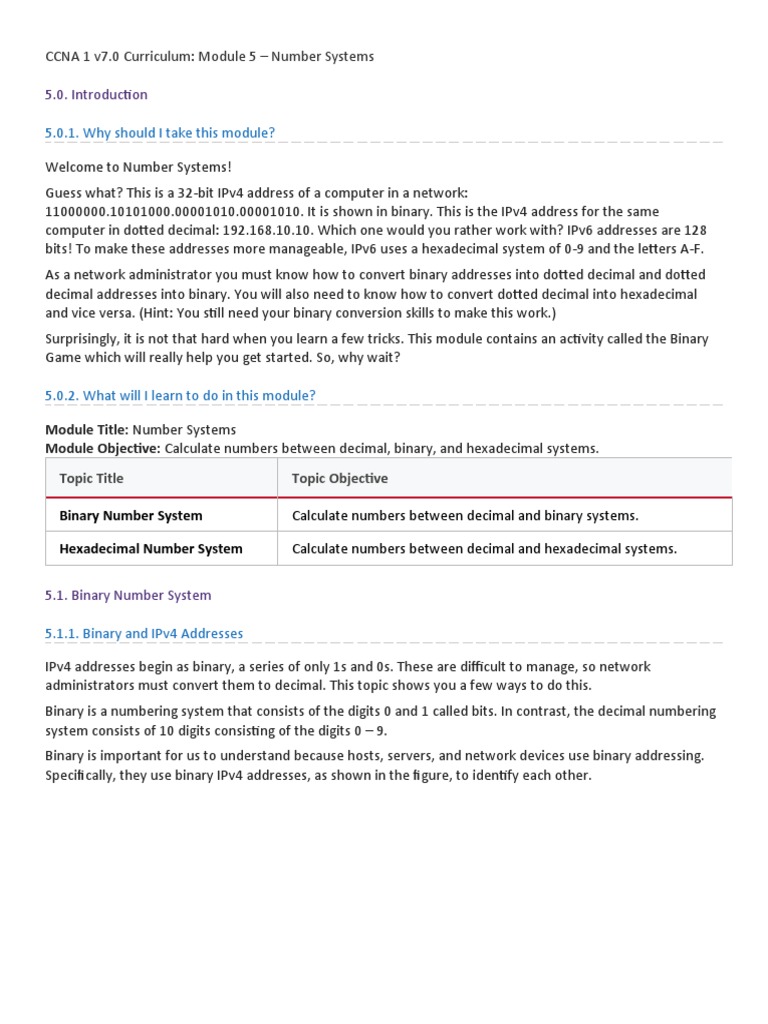 Module 5 Number Systems Pdf I Pv6 Decimal