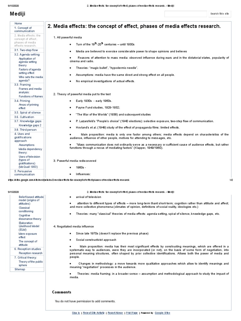 Media Effects Research Overview | PDF | Social Psychology | Cognitive ...