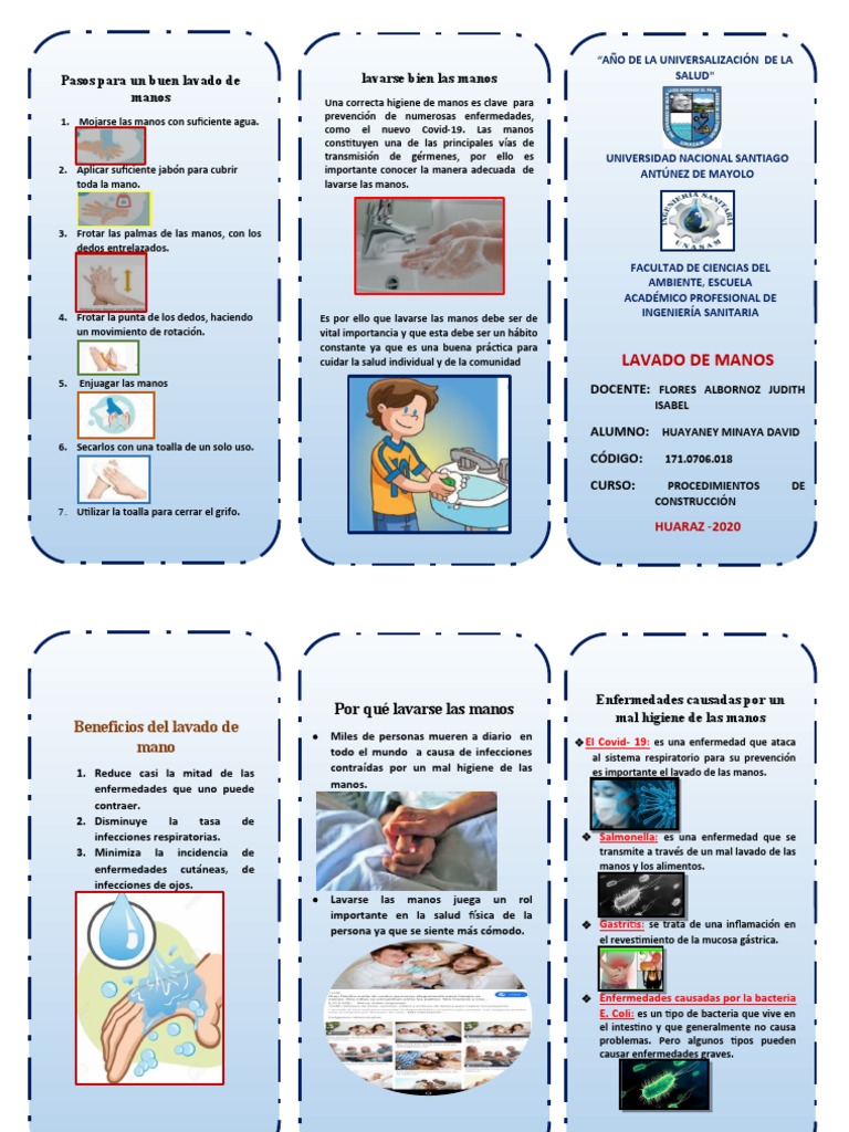 Triptico de Lavado de Manos | PDF | Lavado de manos | Medicina