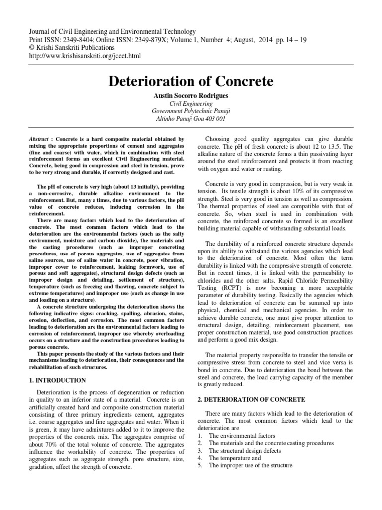 Deterioration of Concrete | PDF | Corrosion | Concrete