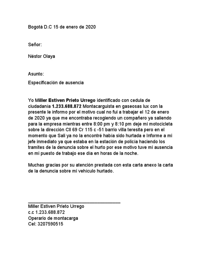 Carta de denuncia pdf