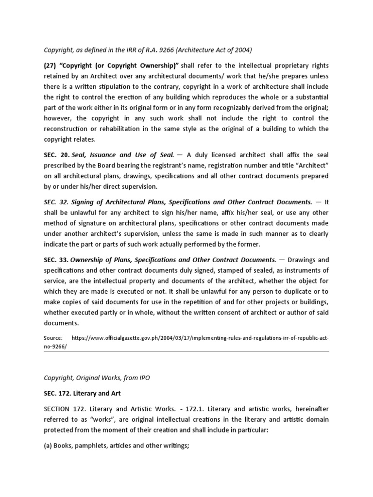 SEC. 32. Signing of Architectural Plans, Specifications and Other ...