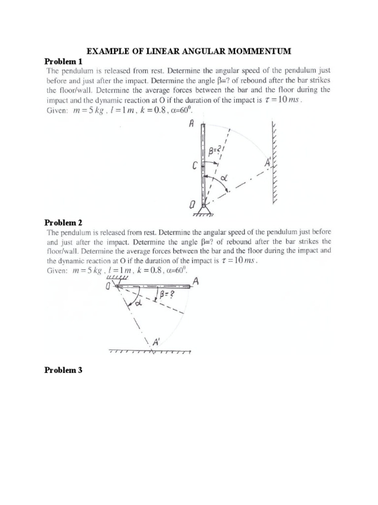 Linear Angular Momentum Problems | PDF