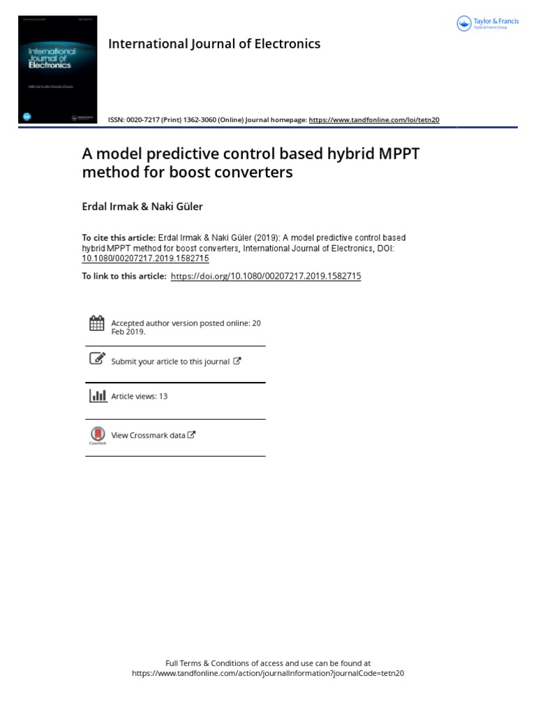 Model Predictive Control Based Hybrid MPPT... Irmak2019 | PDF ...