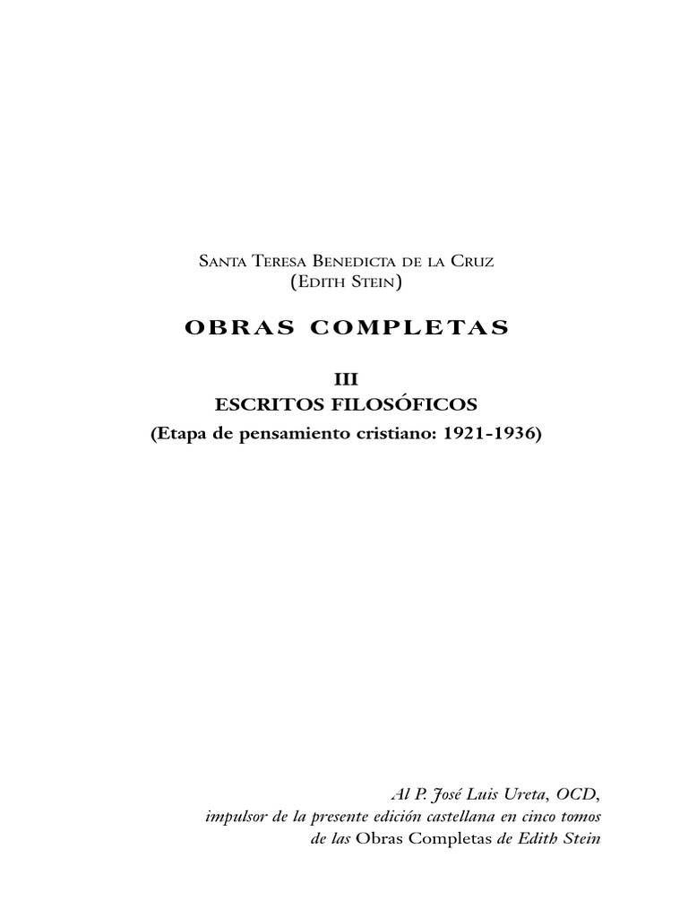 Edith Stein OC - Tomo III - Indices Web | PDF | Esencia | Gracia en el ...