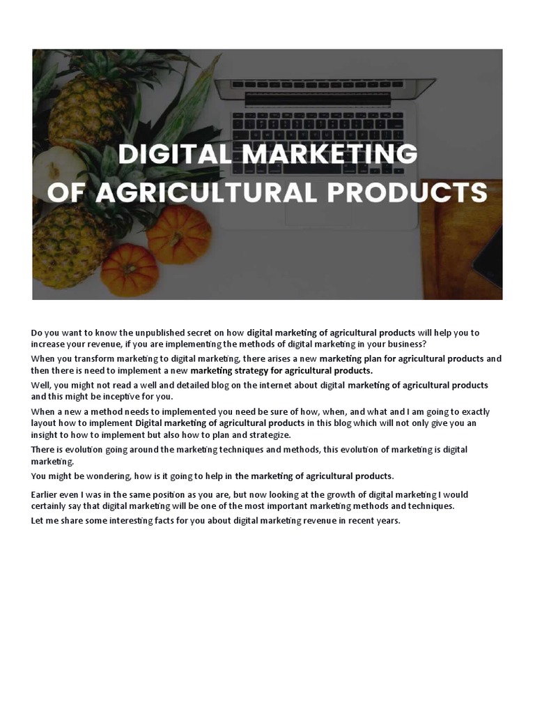 Digital Marketing of Agricultural Products | PDF | Search Engine ...