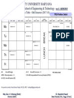 Amity University Haryana Timetable