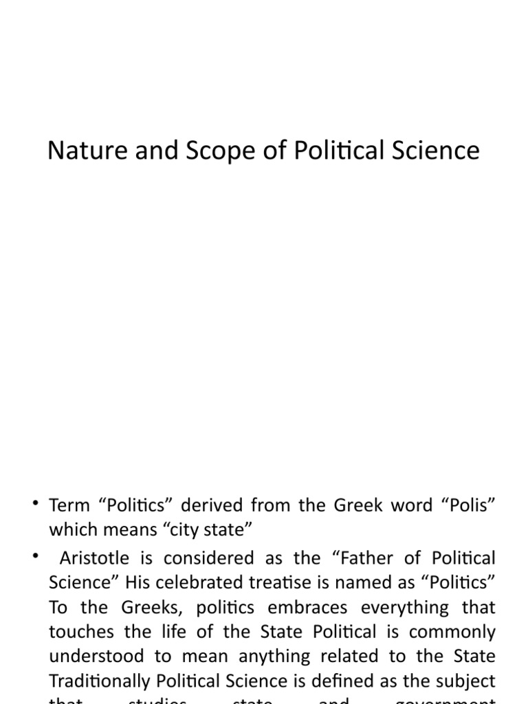 DEFINITION OF POLITICAL SCIENCE NATURE AND SCOPE visual data 7