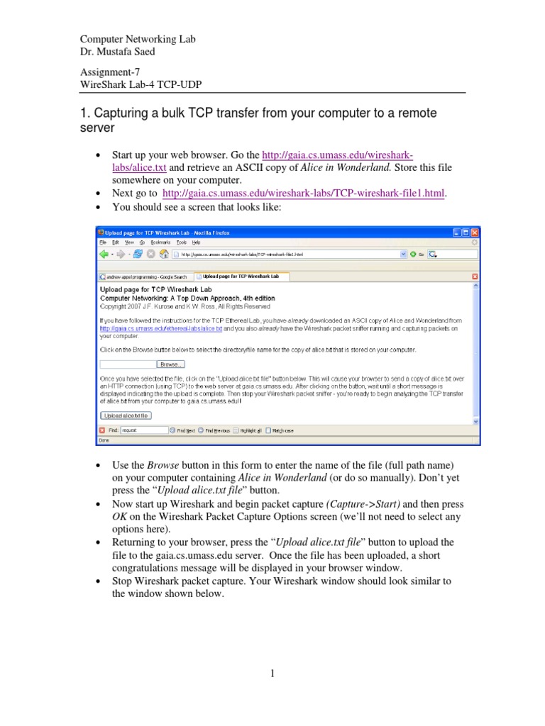 Capturing A Bulk TCP Transfer From Your Computer To A Remote Server ...