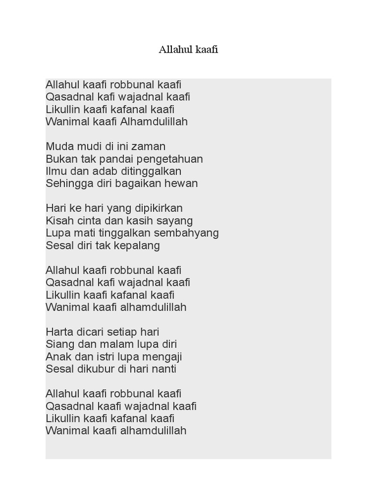 Allahul Kaafi | PDF