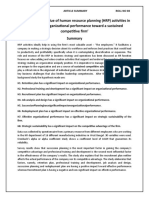 Articulating The Value of Human Resource Planning (HRP) Activities in Augmenting Organizational Performance Toward A Sustained Competitive Firm'