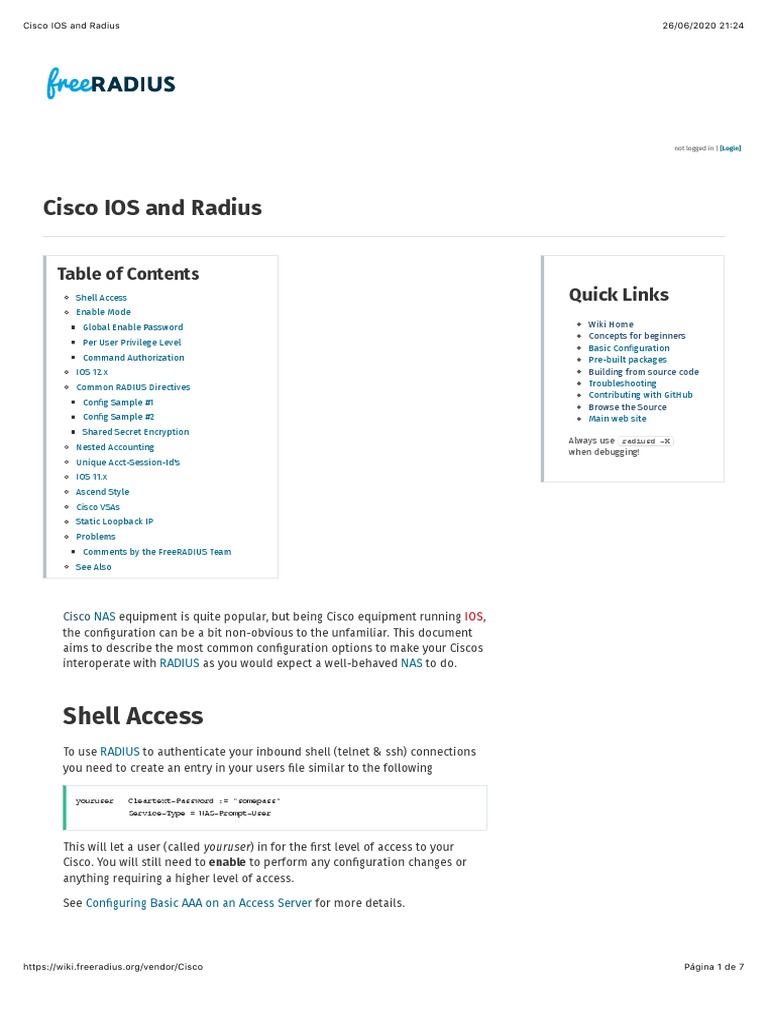 Cisco IOS RADIUS Configuration Guide | PDF | Radius | Communications ...