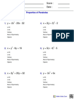 Name: Teacher: Date: Score:: Properties of Parabolas