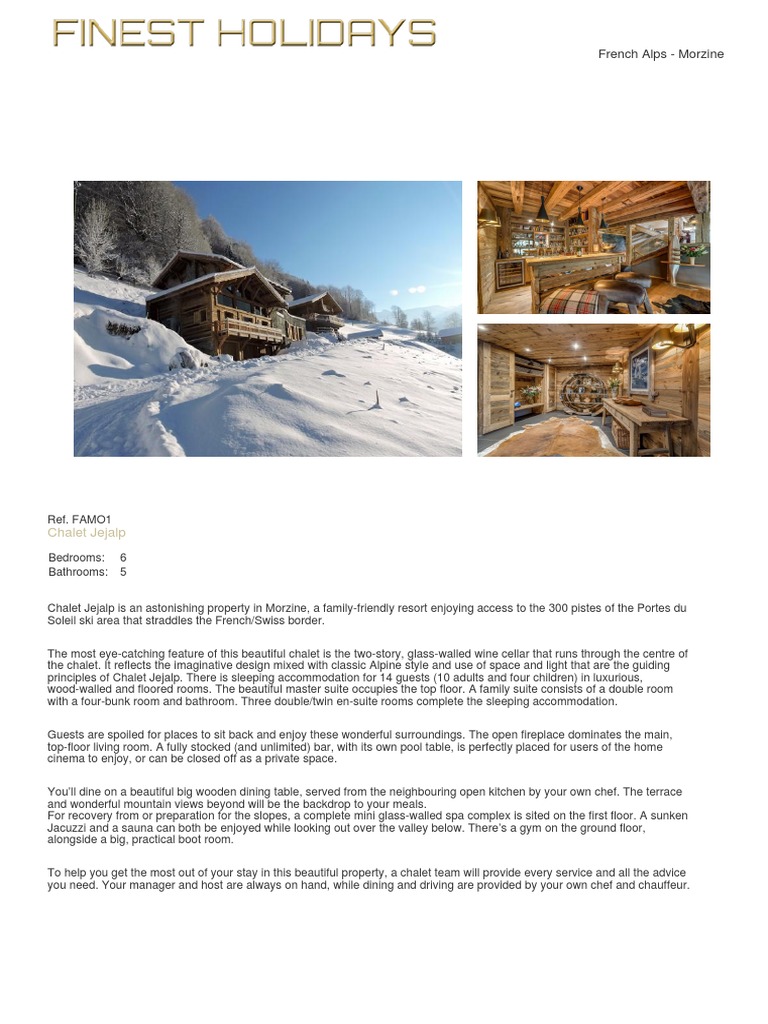 French Alps - Morzine: Chalet Jejalp | PDF | Resort | Restaurants
