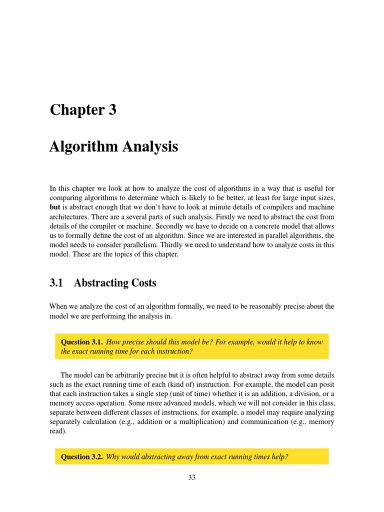 Algorithm Analysis: 3.1 Abstracting Costs | PDF | Parallel Computing ...
