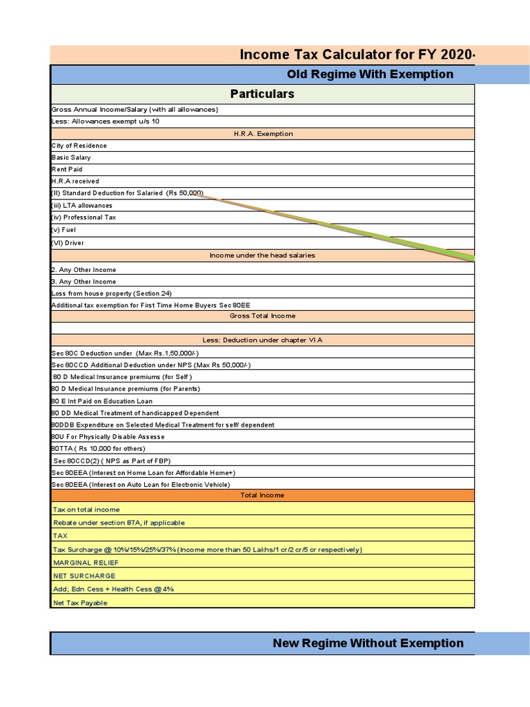 Tax Calculator FY202021 PDF Tax Bracket Tax Deduction