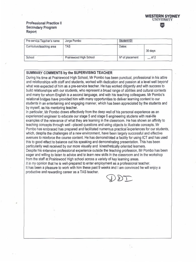 David D - Mentor Report - Prairiewood - pp2 | PDF | Educational ...