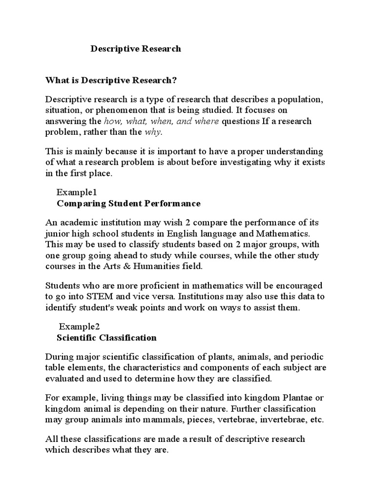 Descriptive Research What Is Descriptive Research? | PDF