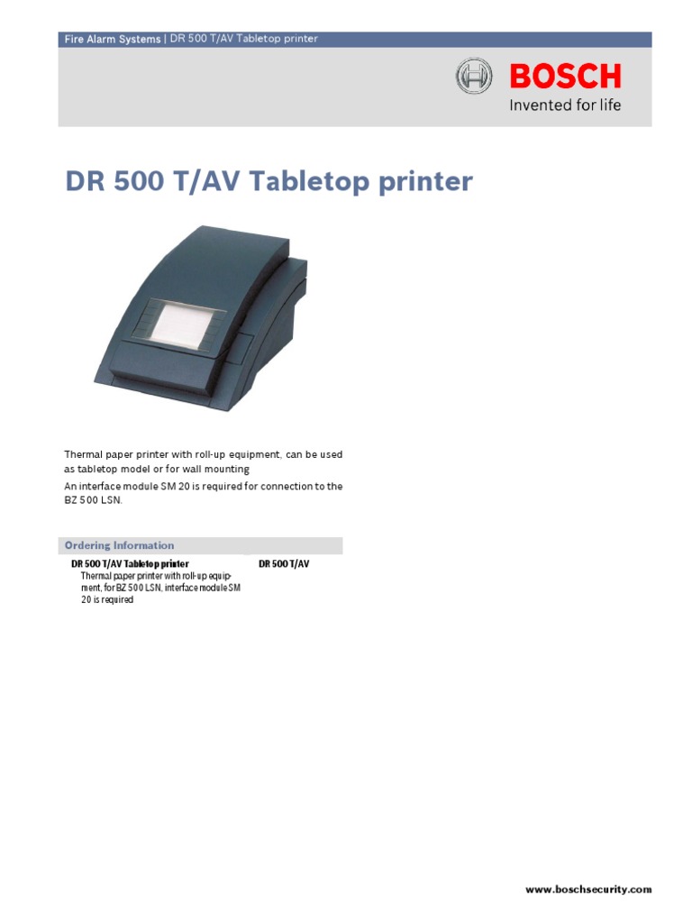 Fire Alarm Systems - DR 500 T/AV Tabletop Printer | PDF | Computers
