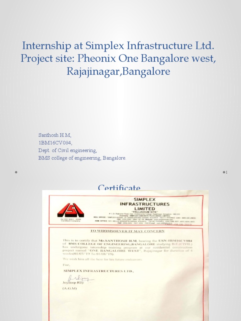 Internship Overview at Simplex Infrastructure | PDF | Building ...