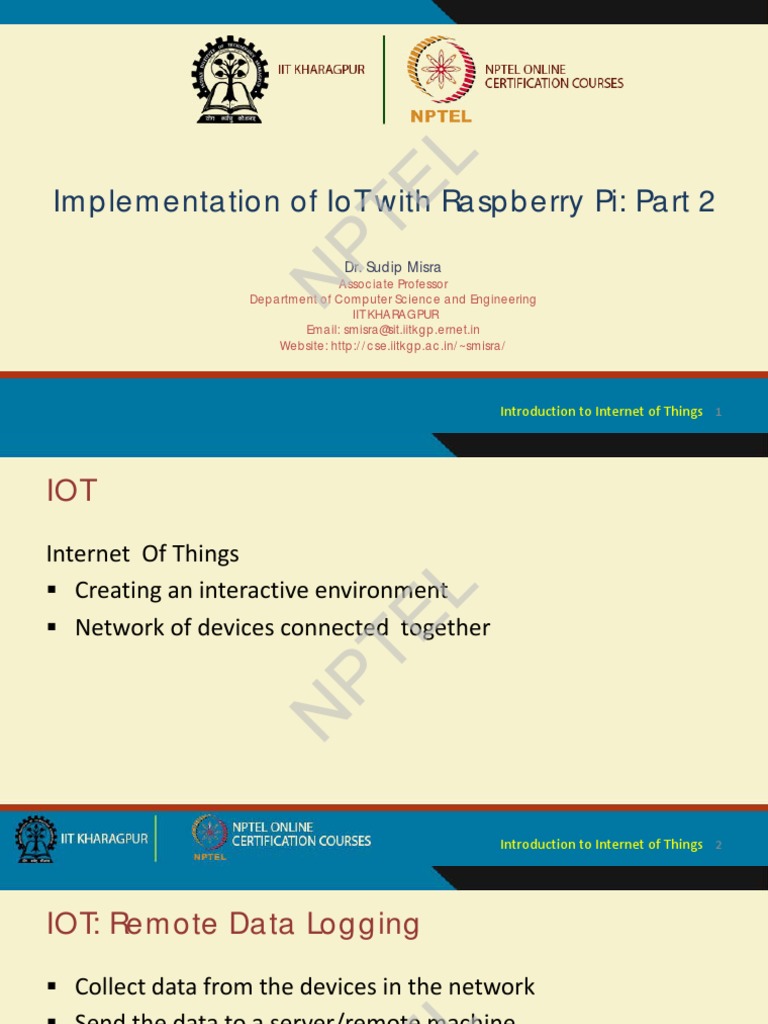 Nptel: Implementation of Iot With Raspberry Pi: Part 2 | PDF | Wireless ...