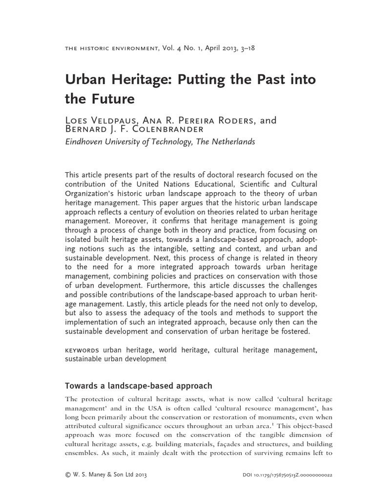 2013 Urban Heritage Putting The Past Into The Future | PDF | Cultural ...