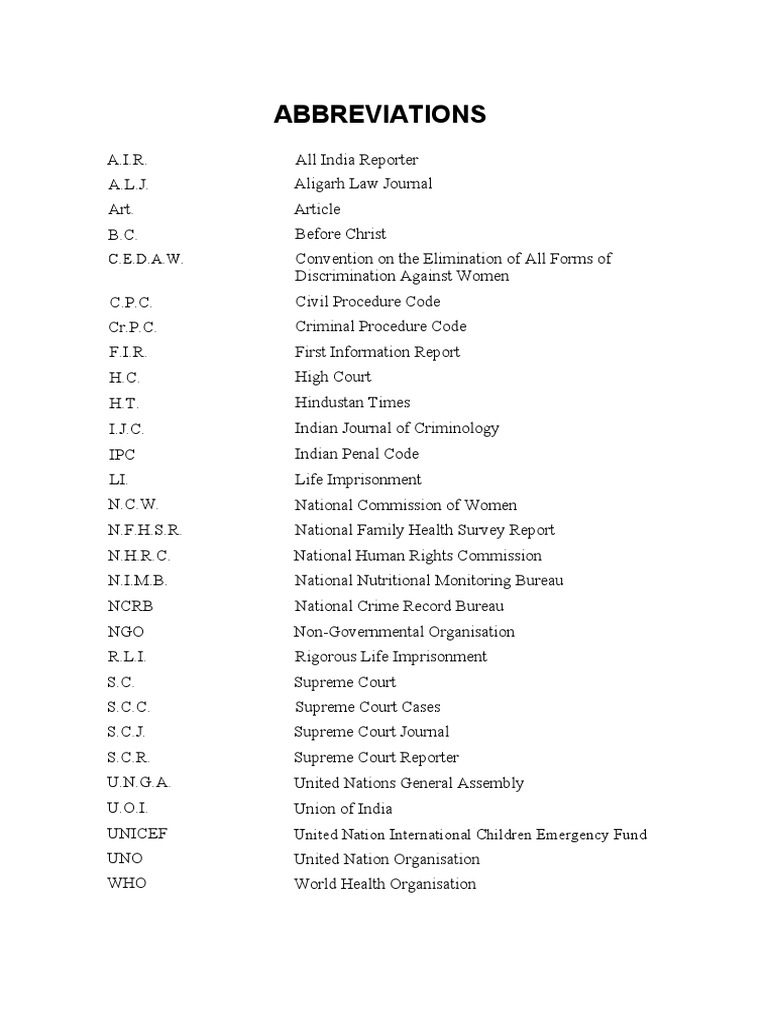 A Comprehensive List of Common Legal and Governmental Abbreviations ...