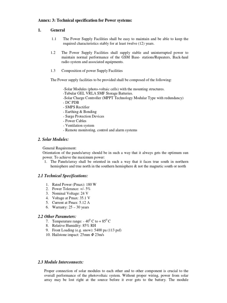 Power Systems Technical Specifications | PDF | Power Supply | Rectifier