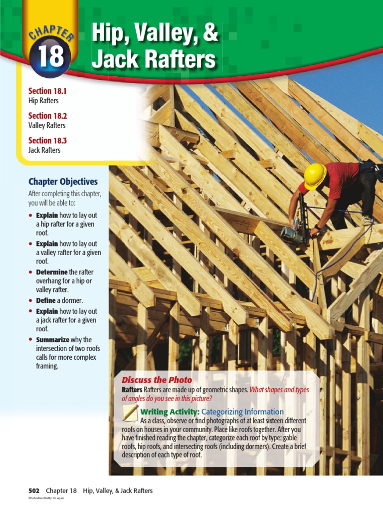 Hip, Valley, & Jack Rafters Chapter Objectives PDF Teaching