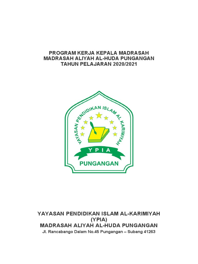 Program kerja kepala madrasah pdf
