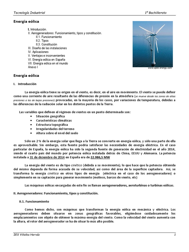 Funcionamiento y tipos de aerogeneradores | PDF | Turbina eólica ...