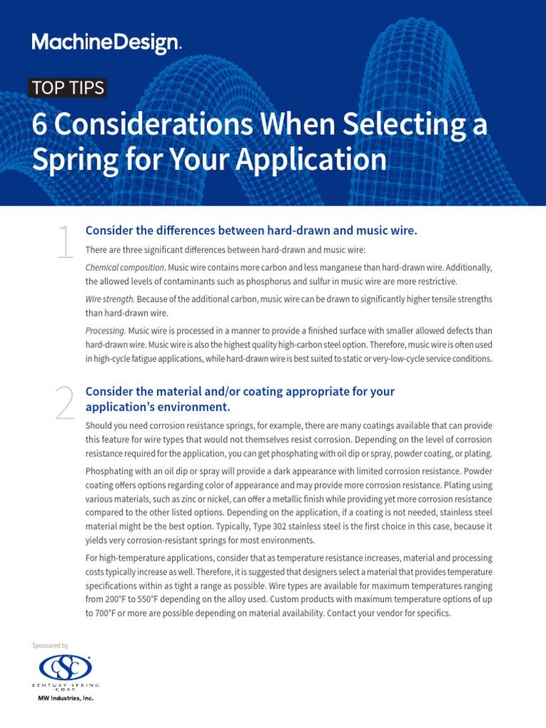 6 Considerations When Selecting A Spring For Your Application | PDF ...