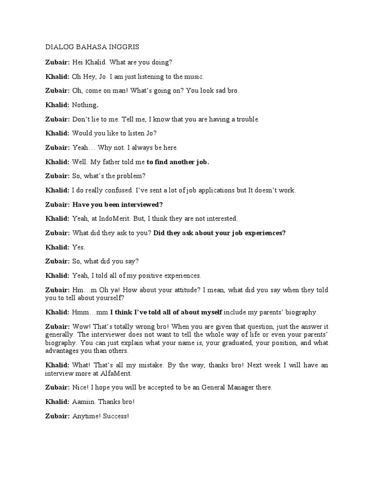 Dialog Bahasa Inggris | PDF