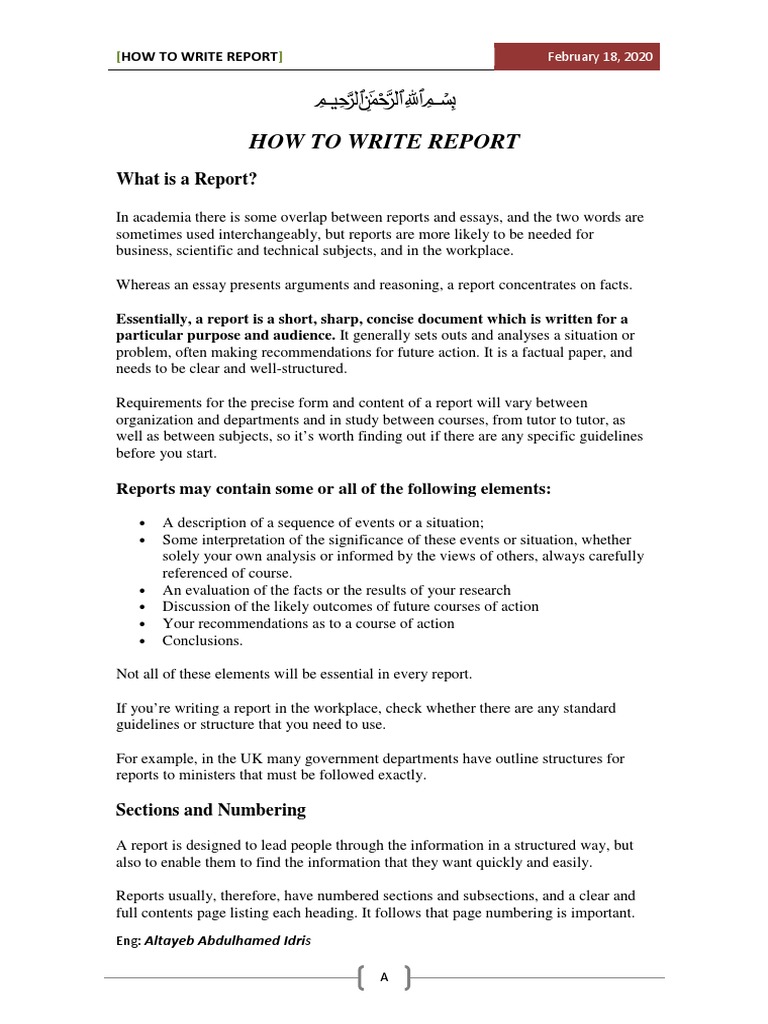 How To Write Report | PDF