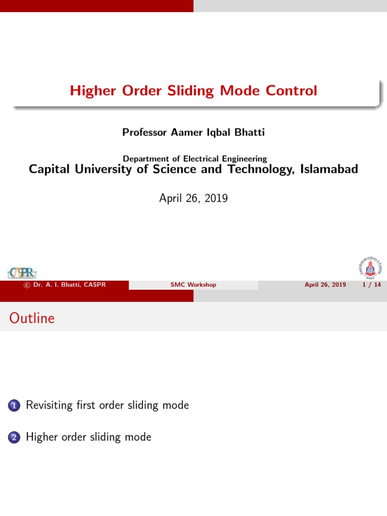 Higher Order Sliding Mode Control: Capital University of Science and ...