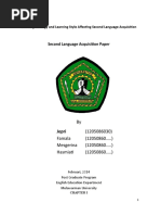 Learning Strategy and Learning Style Affecting Second Language Acquisition