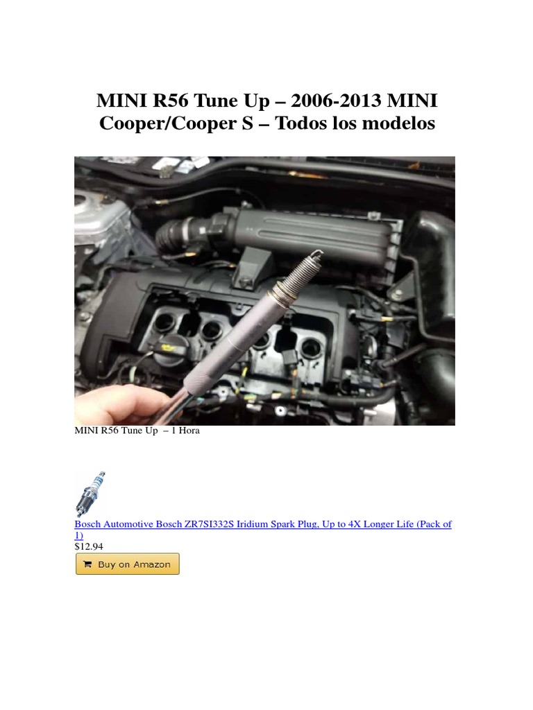 Ajuste de Bujías MINI R56: Guía Práctica | PDF | Mini | Motor de ...