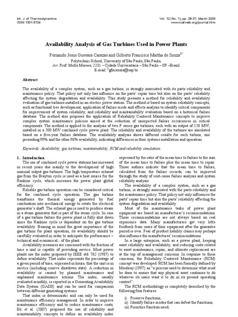 Gas Turbine Availability Analysis | PDF | Reliability Engineering ...