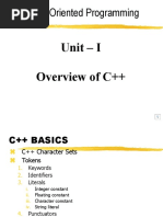 Object Oriented Programming: Unit - I Overview of C++