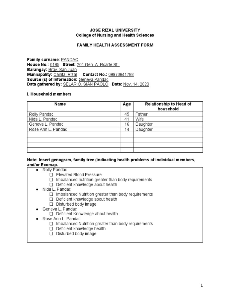 Family Health Assessment: Pandac Family | PDF | Waste Management ...