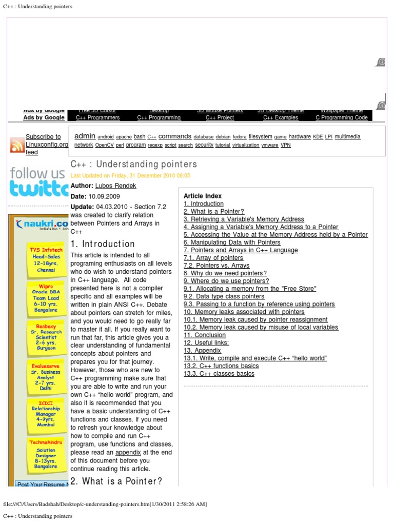C++ - Understanding Pointers | PDF | Pointer (Computer Programming) | C++