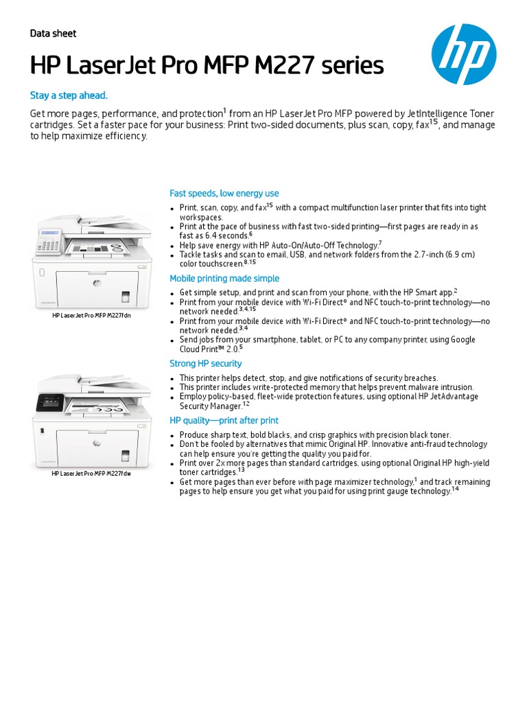 HP LaserJet Pro MFP M227 | PDF | Image Scanner | Microsoft Windows